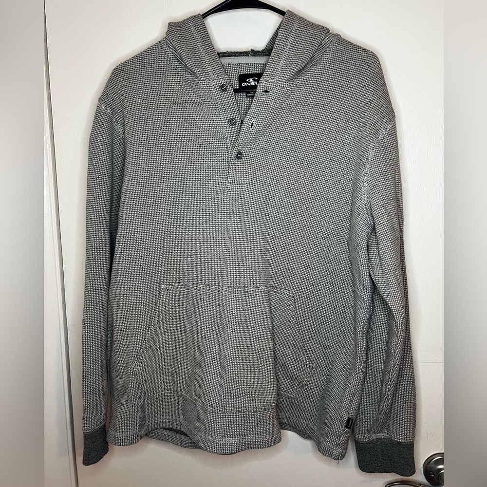 O’Neill pullover light grey waffle knit hoodie size M